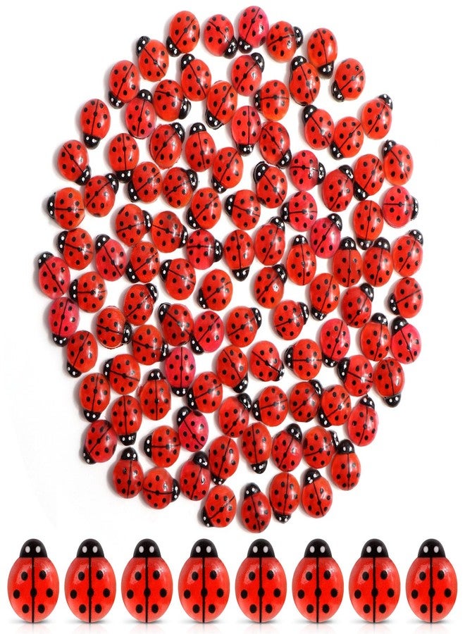 VICROIC 100 PCS Mini Resin Ladybugs, Miniature Ladybugs Figurines, Tiny Resin Ladybug Animals for Dollhouse, Cake Decorations, Fairy Garden Landscape, DIY Craft - Image 1